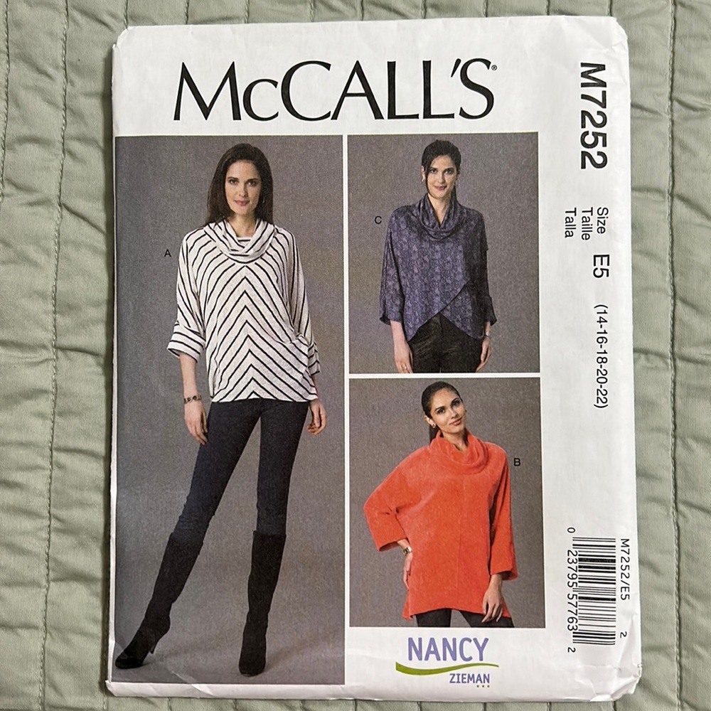 Uncut McCall’s Nancy Zieman Pattern #M7252 Sizes 14-22